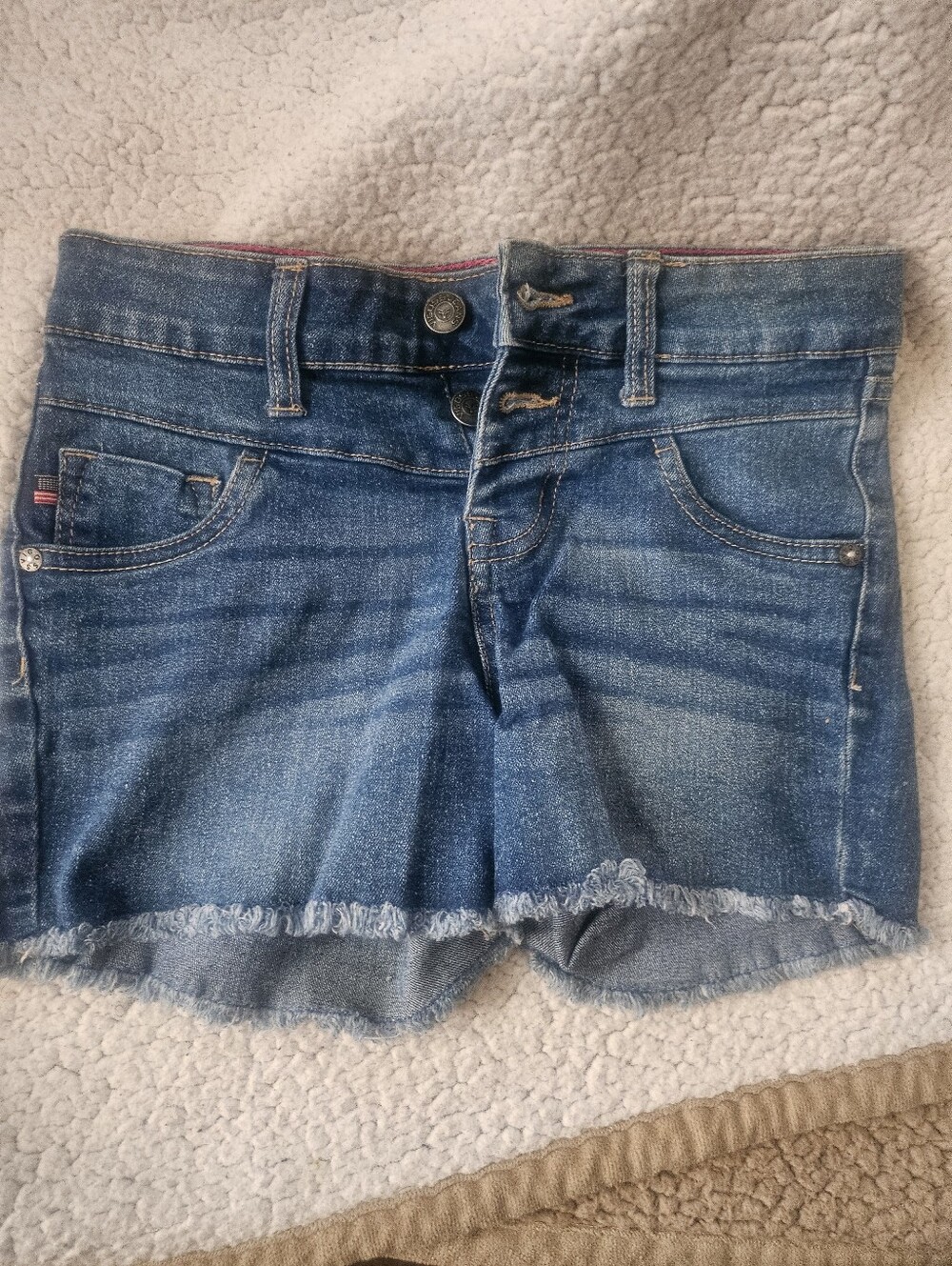 Vigoss Blue Frayed Hem Denim Shorts